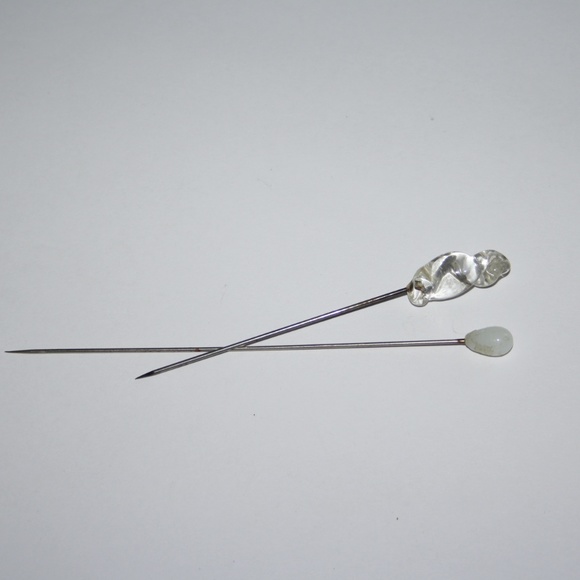 Vintage Jewelry - 2 vintage glass and silver hat pins